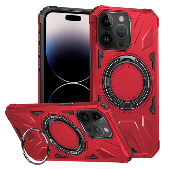 For iPhone 14 Pro Max MagSafe Magnetic Shockproof Phone Case with Ring Holder(Red)