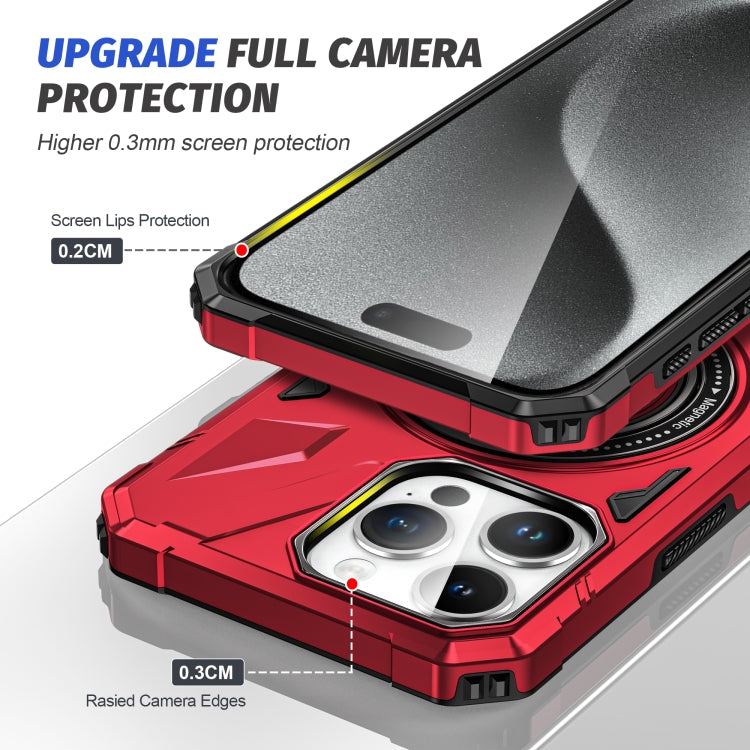 For iPhone 14 Pro Max MagSafe Magnetic Shockproof Phone Case with Ring Holder(Red) - iPhone 14 Pro Max Cases by buy2fix | Online Shopping UK | buy2fix