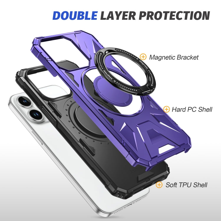 For iPhone 13 Pro MagSafe Magnetic Shockproof Phone Case with Ring Holder(Purple) - iPhone 13 Pro Cases by buy2fix | Online Shopping UK | buy2fix