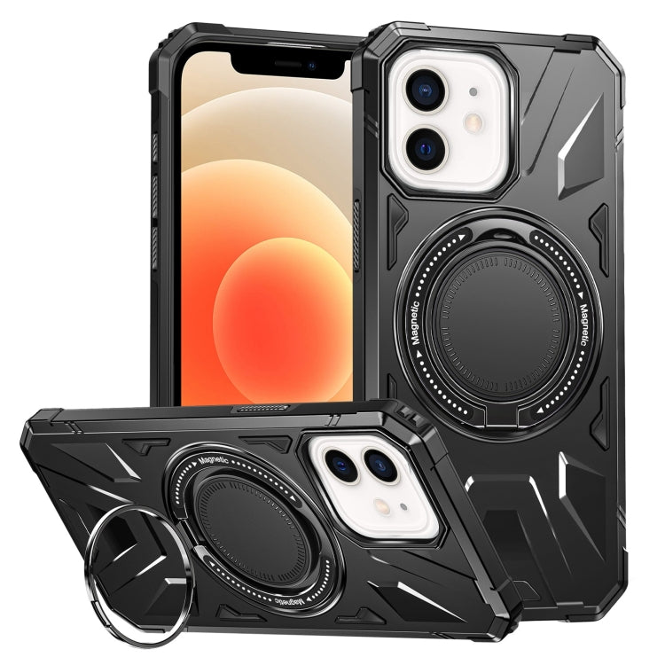 For iPhone 12/12 Pro MagSafe Magnetic Shockproof Phone Case with Ring Holder(Black) by buy2fix