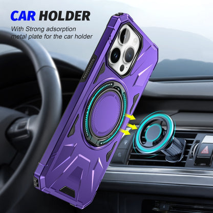 For iPhone 12 Pro Max MagSafe Magnetic Shockproof Phone Case with Ring Holder(Purple) by buy2fix