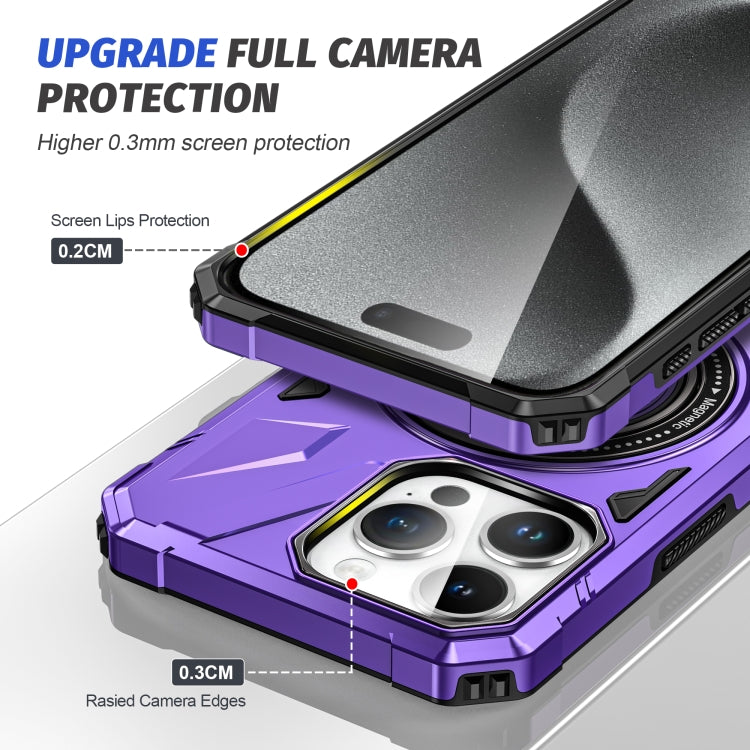 For iPhone 12 Pro Max MagSafe Magnetic Shockproof Phone Case with Ring Holder(Purple) by buy2fix