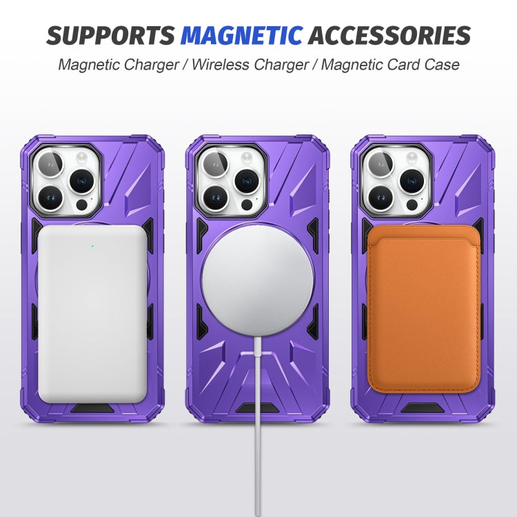 For iPhone 12 Pro Max MagSafe Magnetic Shockproof Phone Case with Ring Holder(Purple) by buy2fix