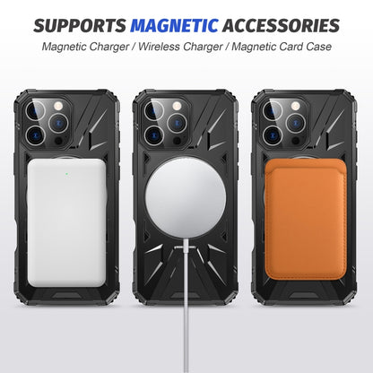 For iPhone 16 Pro Max MagSafe Magnetic Shockproof Phone Case with Ring Holder(Black) - iPhone 16 Pro Max Cases by buy2fix | Online Shopping UK | buy2fix