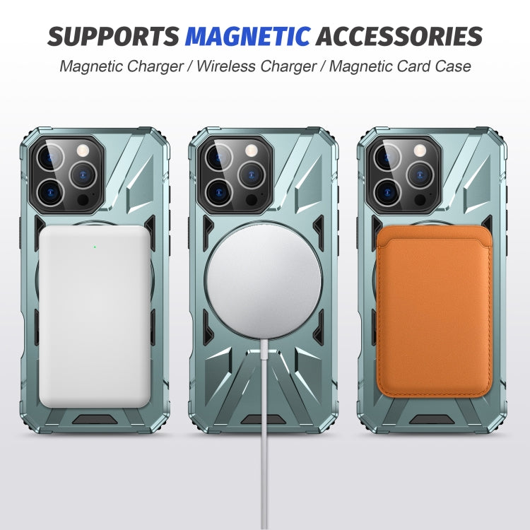 For iPhone 16 Pro Max MagSafe Magnetic Shockproof Phone Case with Ring Holder(Green) by buy2fix
