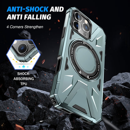 For iPhone 16 Pro Max MagSafe Magnetic Shockproof Phone Case with Ring Holder(Green) by buy2fix