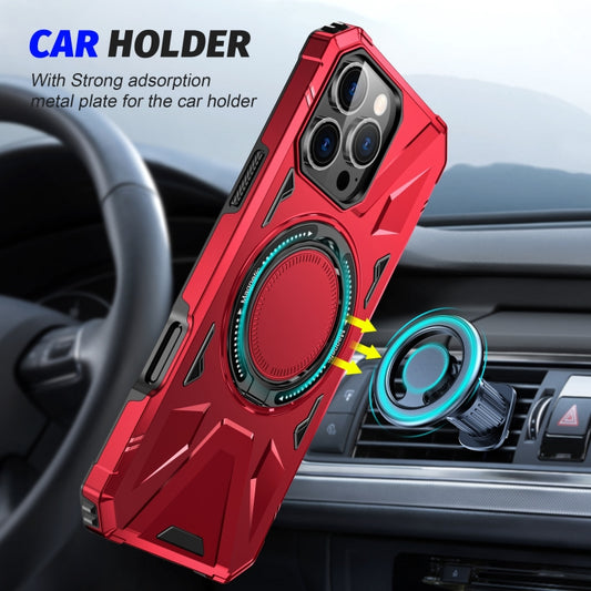 For iPhone 16 Pro MagSafe Magnetic Shockproof Phone Case with Ring Holder(Red) by buy2fix