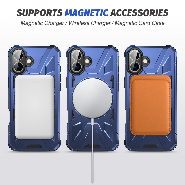 For iPhone 16 Plus MagSafe Magnetic Shockproof Phone Case with Ring Holder(Navy Blue) by buy2fix