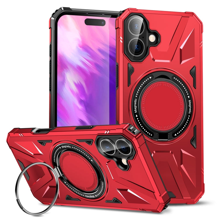 For iPhone 16 Plus MagSafe Magnetic Shockproof Phone Case with Ring Holder(Red) - iPhone 16 Plus Cases by buy2fix | Online Shopping UK | buy2fix