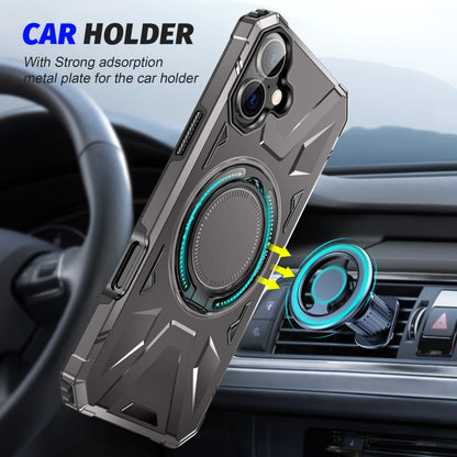 For iPhone 16 Plus MagSafe Magnetic Shockproof Phone Case with Ring Holder(Dark Grey) by buy2fix
