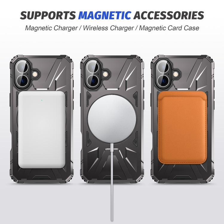 For iPhone 16 Plus MagSafe Magnetic Shockproof Phone Case with Ring Holder(Dark Grey) by buy2fix