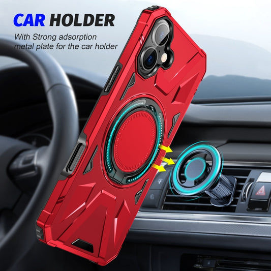 For iPhone 16 MagSafe Magnetic Shockproof Phone Case with Ring Holder(Red) by buy2fix