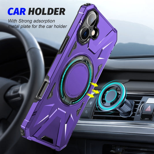 For iPhone 16 MagSafe Magnetic Shockproof Phone Case with Ring Holder(Purple) by buy2fix