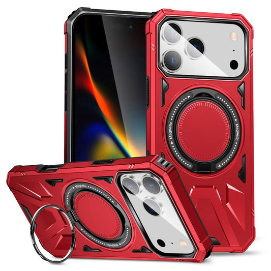 For iPhone 17 Pro Max MagSafe Magnetic Shockproof Phone Case with Ring Holder(Red) - iPhone 17 Pro Max Cases by buy2fix | Online Shopping UK | buy2fix