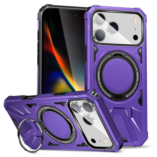 For iPhone 17 Pro Max MagSafe Magnetic Shockproof Phone Case with Ring Holder(Purple) - iPhone 17 Pro Max Cases by buy2fix | Online Shopping UK | buy2fix