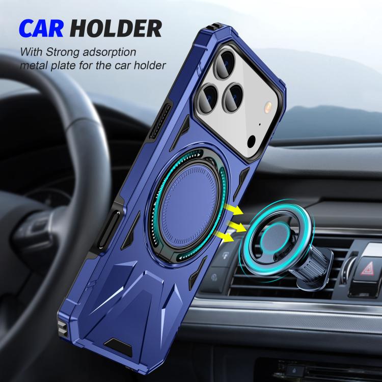 For iPhone 17 Pro MagSafe Magnetic Shockproof Phone Case with Ring Holder(Navy Blue) - iPhone 17 Pro Cases by buy2fix | Online Shopping UK | buy2fix