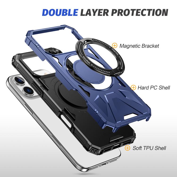 For iPhone 17 Pro MagSafe Magnetic Shockproof Phone Case with Ring Holder(Navy Blue) - iPhone 17 Pro Cases by buy2fix | Online Shopping UK | buy2fix