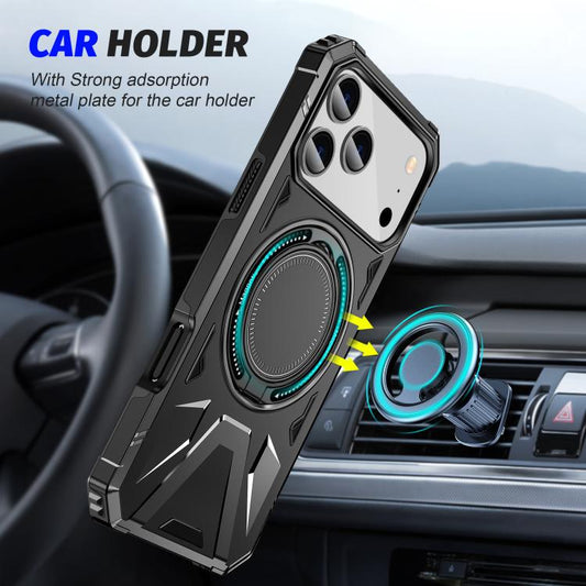 For iPhone 17 Pro MagSafe Magnetic Shockproof Phone Case with Ring Holder(Black) - iPhone 17 Pro Cases by buy2fix | Online Shopping UK | buy2fix