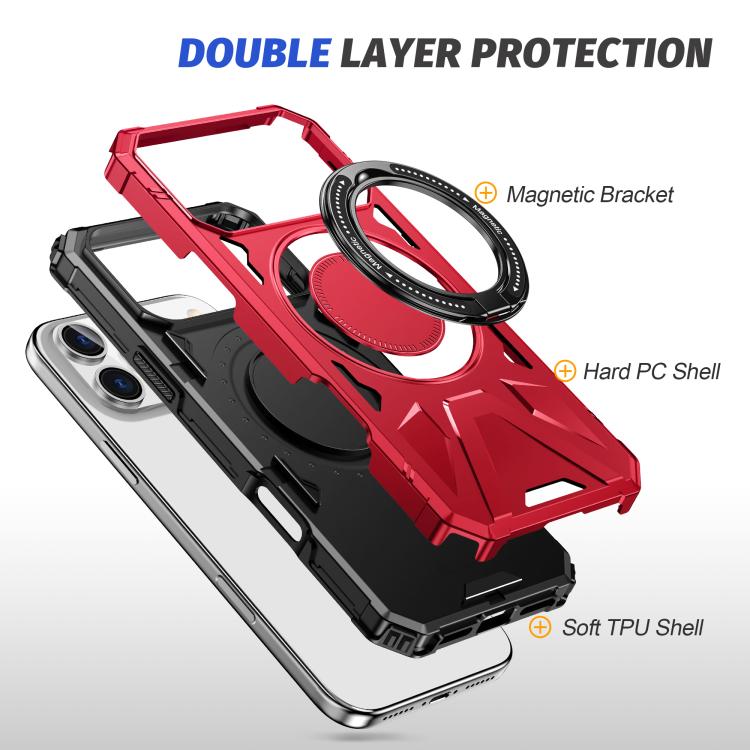 For iPhone 17 Pro MagSafe Magnetic Shockproof Phone Case with Ring Holder(Red) - iPhone 17 Pro Cases by buy2fix | Online Shopping UK | buy2fix