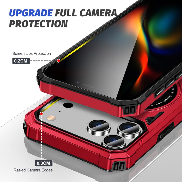 For iPhone 17 Pro MagSafe Magnetic Shockproof Phone Case with Ring Holder(Red) - iPhone 17 Pro Cases by buy2fix | Online Shopping UK | buy2fix