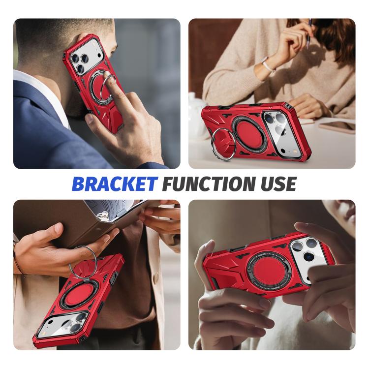 For iPhone 17 Pro MagSafe Magnetic Shockproof Phone Case with Ring Holder(Red) - iPhone 17 Pro Cases by buy2fix | Online Shopping UK | buy2fix