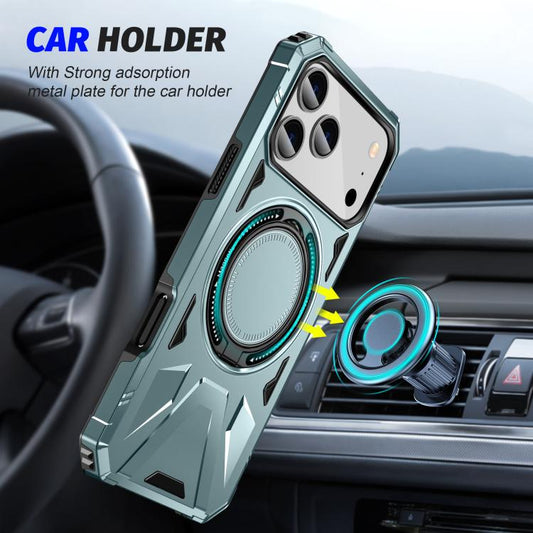 For iPhone 17 Pro MagSafe Magnetic Shockproof Phone Case with Ring Holder(Green) - iPhone 17 Pro Cases by buy2fix | Online Shopping UK | buy2fix