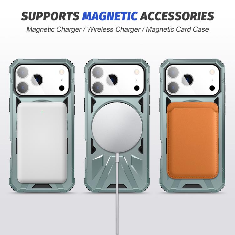 For iPhone 17 Pro MagSafe Magnetic Shockproof Phone Case with Ring Holder(Green) - iPhone 17 Pro Cases by buy2fix | Online Shopping UK | buy2fix
