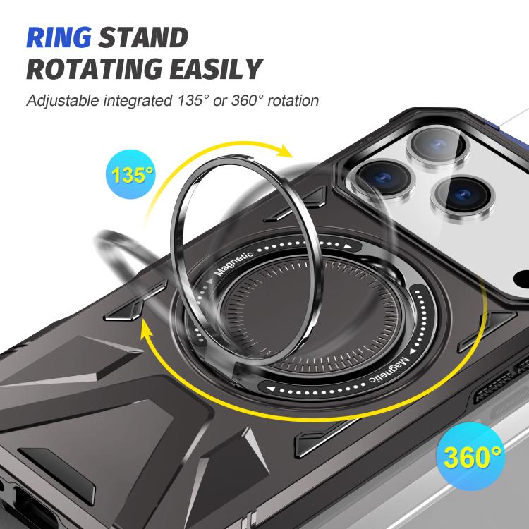 For iPhone 17 Pro MagSafe Magnetic Shockproof Phone Case with Ring Holder(Dark Grey) - iPhone 17 Pro Cases by buy2fix | Online Shopping UK | buy2fix
