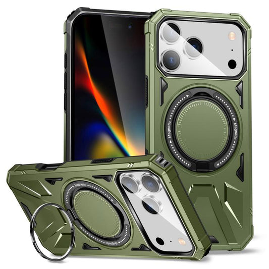For iPhone 17 Pro MagSafe Magnetic Shockproof Phone Case with Ring Holder(Dark Green) - iPhone 17 Pro Cases by buy2fix | Online Shopping UK | buy2fix