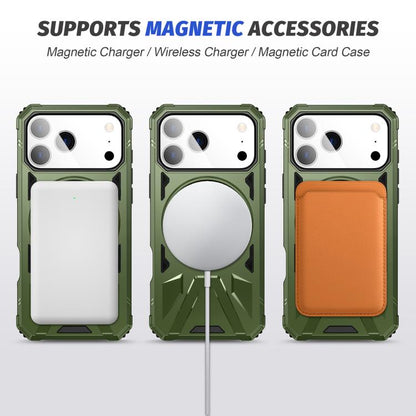 For iPhone 17 Pro MagSafe Magnetic Shockproof Phone Case with Ring Holder(Dark Green) - iPhone 17 Pro Cases by buy2fix | Online Shopping UK | buy2fix