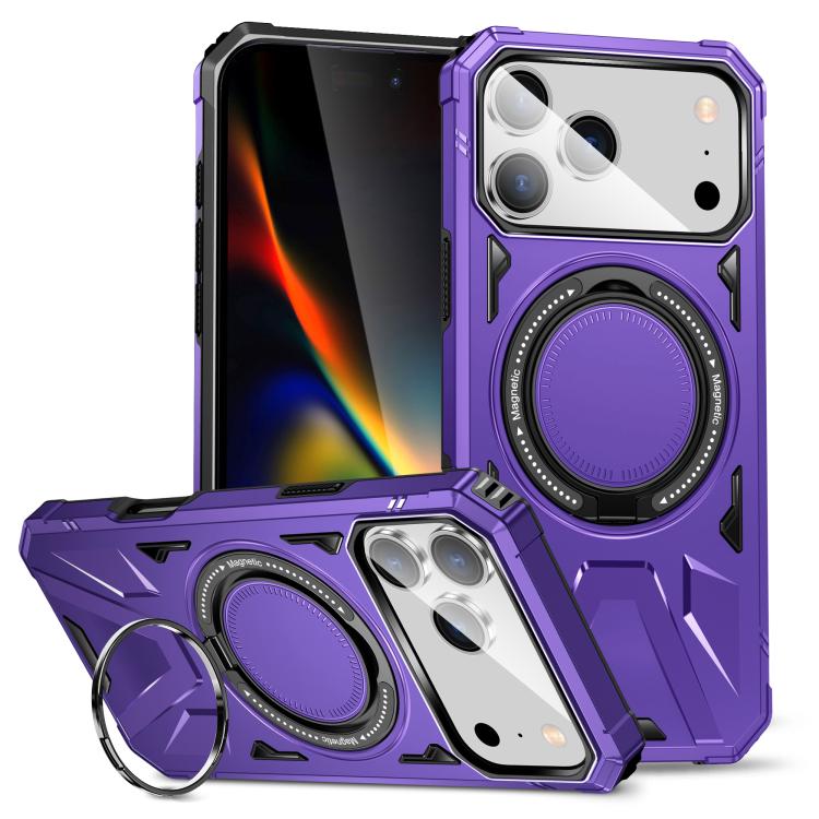 For iPhone 17 Pro MagSafe Magnetic Shockproof Phone Case with Ring Holder(Purple) - iPhone 17 Pro Cases by buy2fix | Online Shopping UK | buy2fix