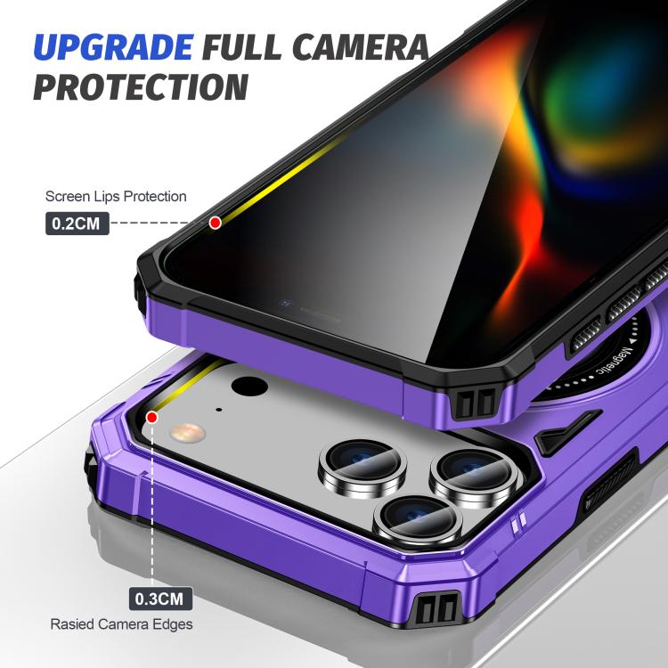 For iPhone 17 Pro MagSafe Magnetic Shockproof Phone Case with Ring Holder(Purple) - iPhone 17 Pro Cases by buy2fix | Online Shopping UK | buy2fix