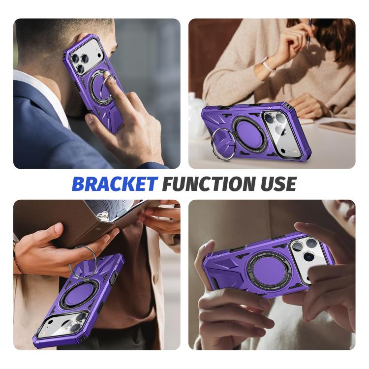 For iPhone 17 Pro MagSafe Magnetic Shockproof Phone Case with Ring Holder(Purple) - iPhone 17 Pro Cases by buy2fix | Online Shopping UK | buy2fix