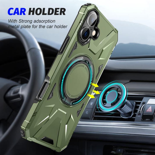 For iPhone 17 MagSafe Magnetic Shockproof Phone Case with Ring Holder(Dark Green) - iPhone 17 Cases by buy2fix | Online Shopping UK | buy2fix