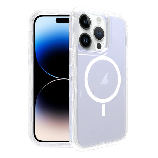 For iPhone 14 Pro Max Shockproof MagSafe Magnetic Phone Case(Transparent)