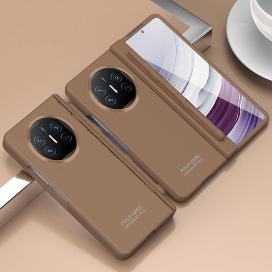 For Huawei Mate X5 Extraordinary Series Hinged Folding Full Coverage Phone Case with Pen Slot & Stylus(Coffee) - Huawei Cases by buy2fix | Online Shopping UK | buy2fix