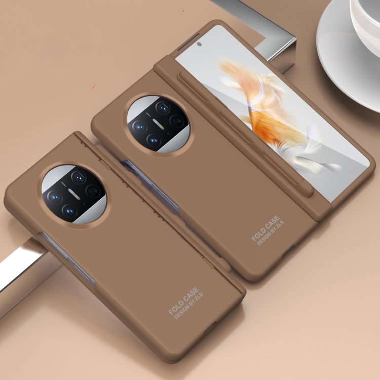 For Huawei Mate X3 Extraordinary Series Hinged Folding Full Coverage Phone Case with Pen Slot & Stylus(Coffee) - Huawei Cases by buy2fix | Online Shopping UK | buy2fix