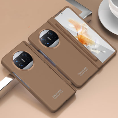 For Huawei Mate X3 Extraordinary Series Hinged Folding Full Coverage Phone Case with Pen Slot & Stylus(Coffee) - Huawei Cases by buy2fix | Online Shopping UK | buy2fix