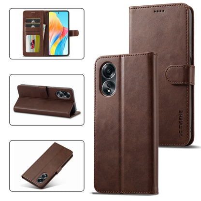 For OPPO Reno8 T 4G LC.IMEEKE Calf Texture Horizontal Flip Leather Case(Brown) - OPPO Cases by LC.IMEEKE | Online Shopping UK | buy2fix