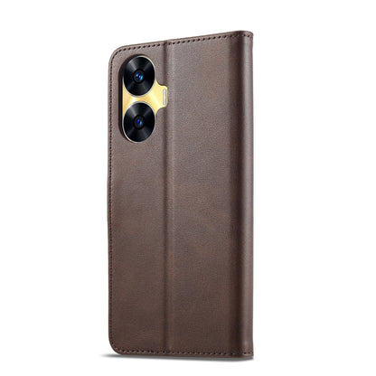 For Realme C55 LC.IMEEKE Calf Texture Horizontal Flip Leather Case(Brown) - Realme Cases by LC.IMEEKE | Online Shopping UK | buy2fix