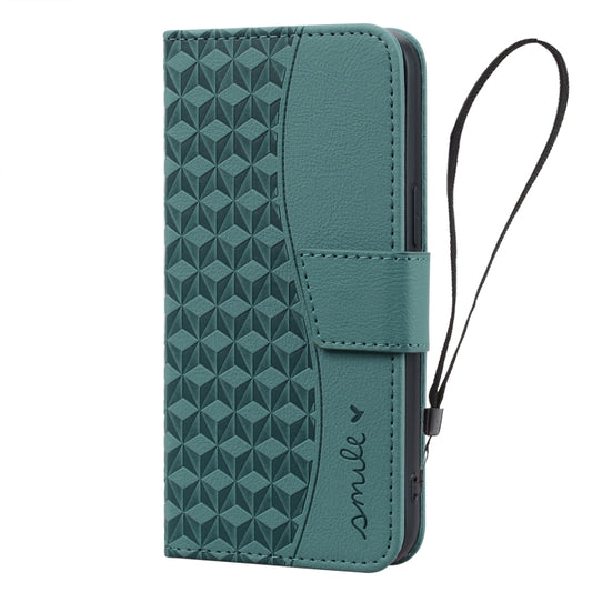 For iPhone 16 Plus Business Diamond Buckle Leather Phone Case with Lanyard(Green) by buy2fix