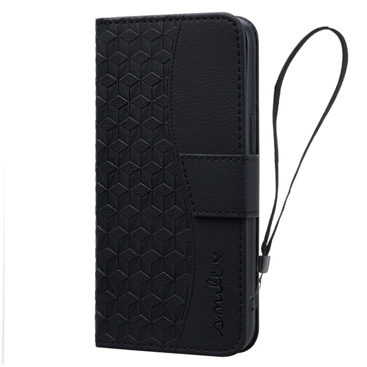 For iPhone 16 Plus Business Diamond Buckle Leather Phone Case with Lanyard(Black) by buy2fix
