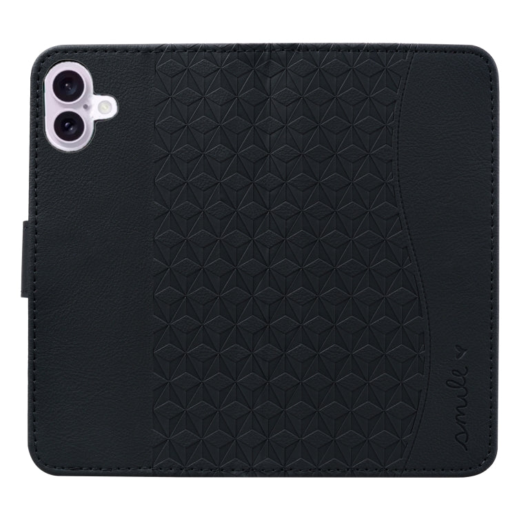 For iPhone 16 Plus Business Diamond Buckle Leather Phone Case with Lanyard(Black) - iPhone 16 Plus Cases by buy2fix | Online Shopping UK | buy2fix