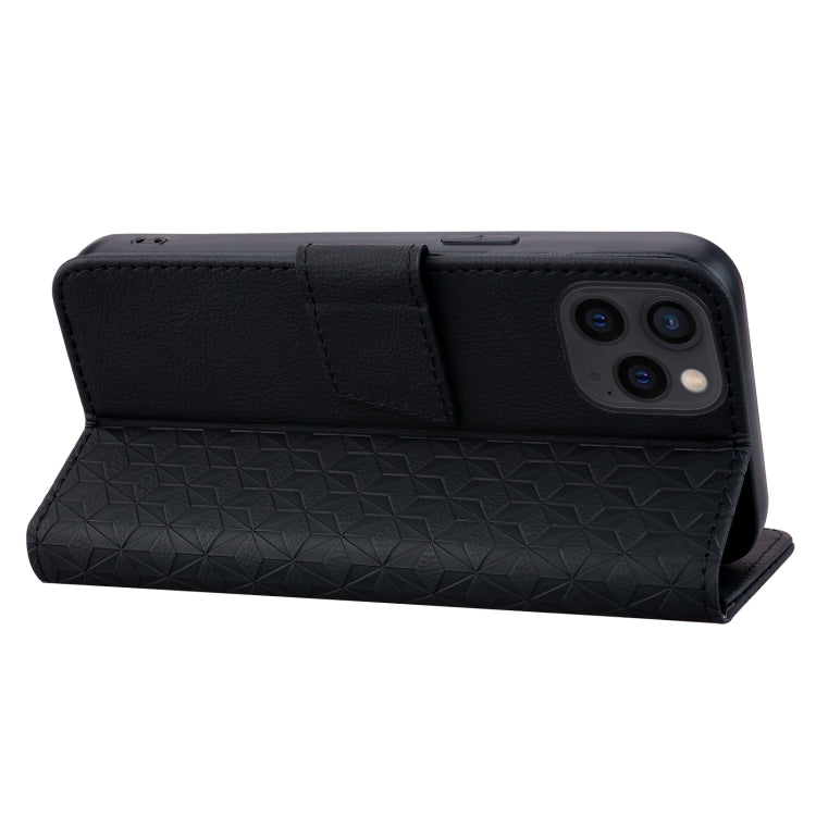 For iPhone 16 Pro Max Business Diamond Buckle Leather Phone Case with Lanyard(Black) by buy2fix