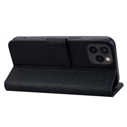 For iPhone 16 Pro Max Business Diamond Buckle Leather Phone Case with Lanyard(Black) by buy2fix