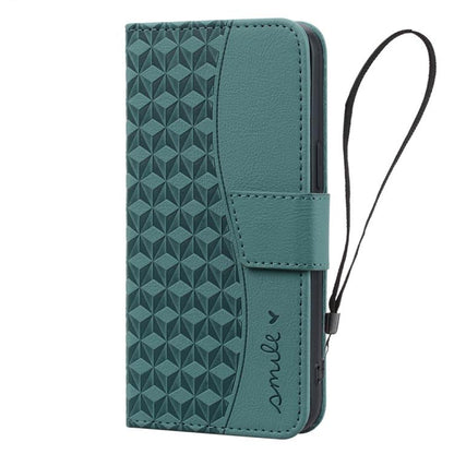 For iPhone 16e Business Diamond Buckle Leather Phone Case with Lanyard(Green) - iPhone 16e Cases by buy2fix | Online Shopping UK | buy2fix