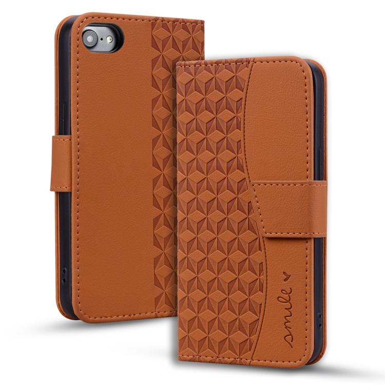 For iPhone 16e Business Diamond Buckle Leather Phone Case with Lanyard(Brown) - iPhone 16e Cases by buy2fix | Online Shopping UK | buy2fix