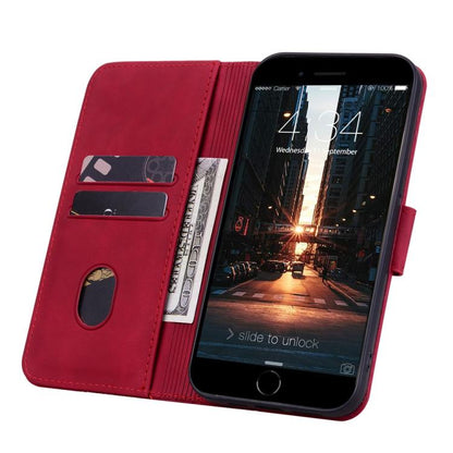 For iPhone 16e Business Diamond Buckle Leather Phone Case with Lanyard(Wine Red) - iPhone 16e Cases by buy2fix | Online Shopping UK | buy2fix
