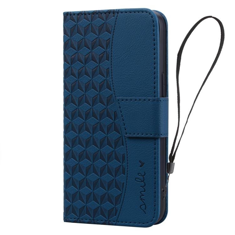 For iPhone 16e Business Diamond Buckle Leather Phone Case with Lanyard(Royal Blue) - iPhone 16e Cases by buy2fix | Online Shopping UK | buy2fix