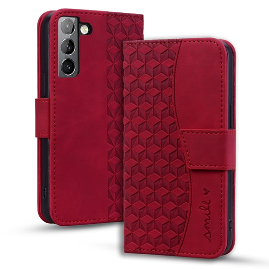 For Samsung Galaxy S21 5G Diamond Buckle Leather Phone Case with Lanyard(Wine Red)